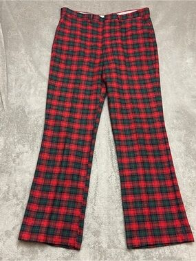 Vintage 70s Sears Wool Tartan Plaid Pants Men's 40 L Reg Cut